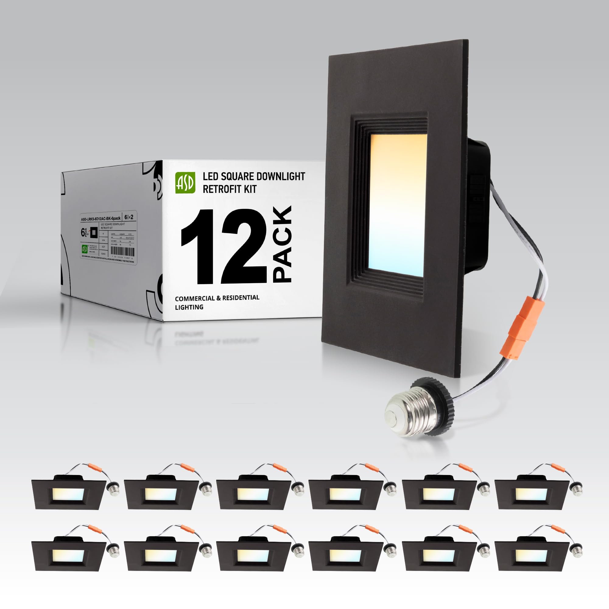 ASD Bronze 6 Inch Retrofit LED Square Recessed Lighting - 12W